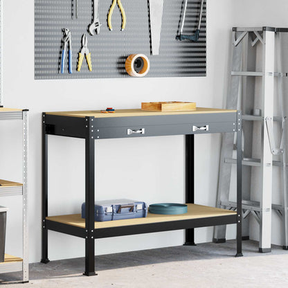 vidaXL Workbench Black 81 x 41 x 145 cm Engineered Wood and Metal