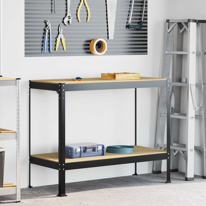 vidaXL Workbench Black 115 x 55 x 91 cm Engineered Wood and Metal 1