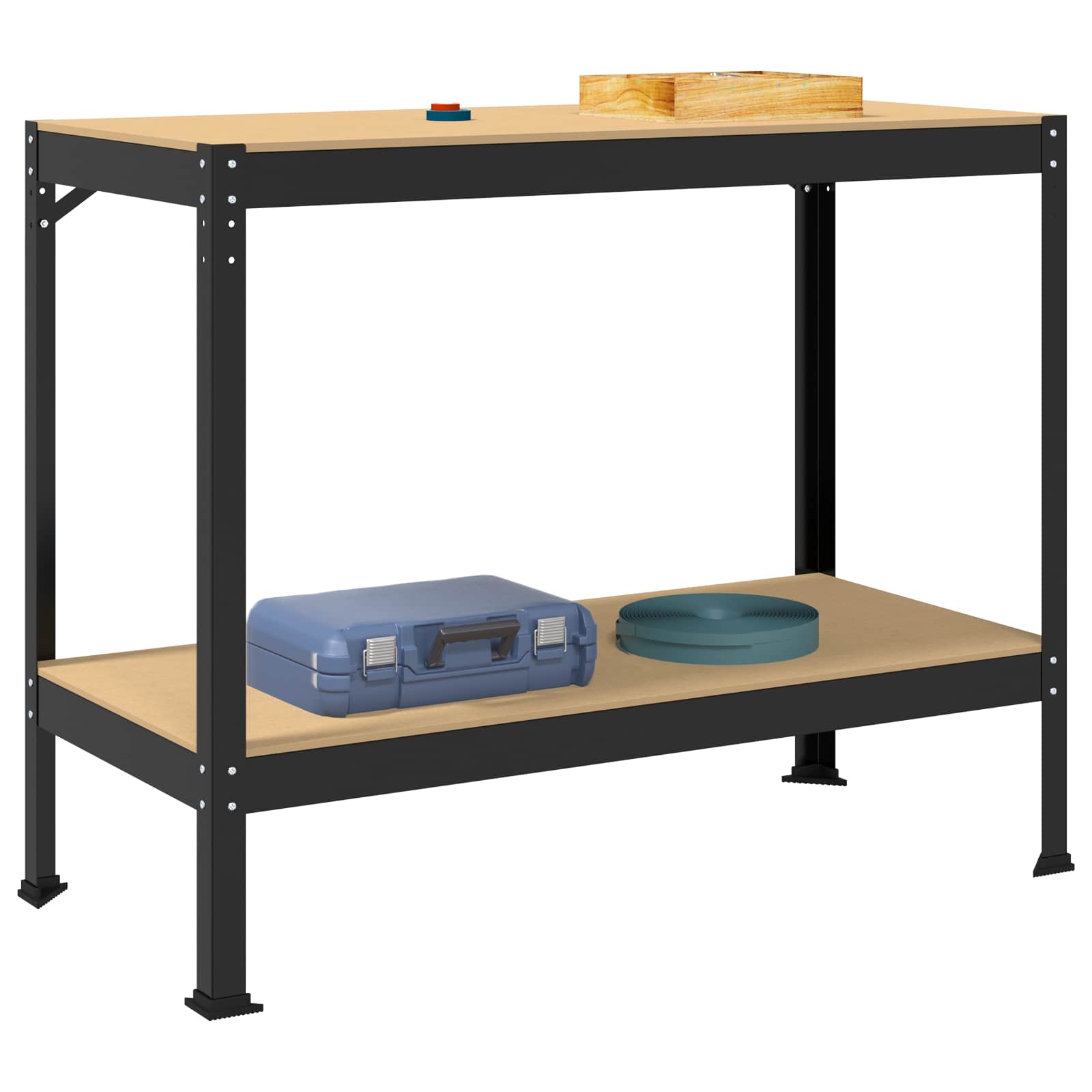 vidaXL Workbench Black 115 x 55 x 91 cm Engineered Wood and Metal 3