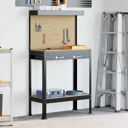 vidaXL Workbench Black 81 x 41 x 145 cm Engineered Wood and Metal