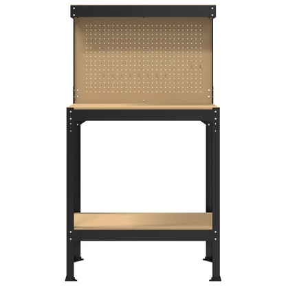 vidaXL Workbench Black 81 x 41 x 145 cm Engineered Wood and Metal 5