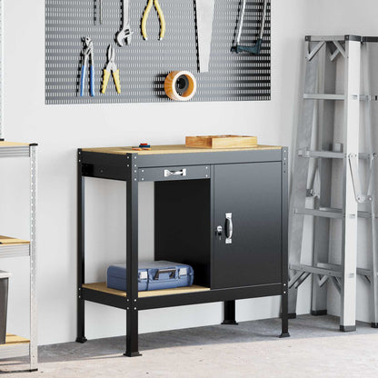 vidaXL Workbench Black 81 x 41 x 145 cm Engineered Wood and Metal
