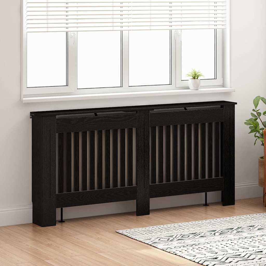 vidaXL Radiator Cover Black Oak 172 x 19 x 81.5 cm Engineered Wood 3