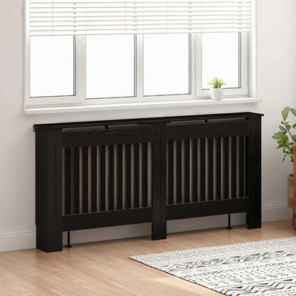 vidaXL Radiator Cover Black Oak 172 x 19 x 81.5 cm Engineered Wood 3