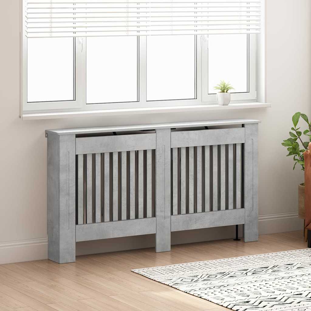 vidaXL Radiator Cover Concrete Grey 152 x 19 x 81.5 cm Engineered Wood 3