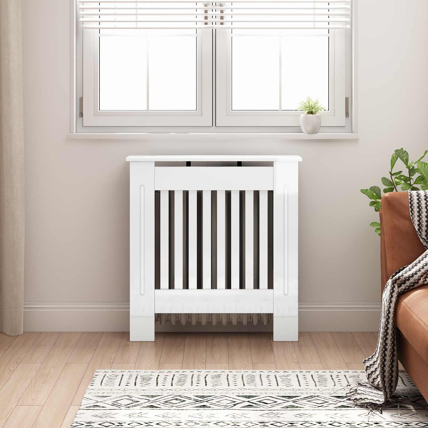 vidaXL Radiator Cover High Gloss White 78 x 19 x 81.5 cm 1