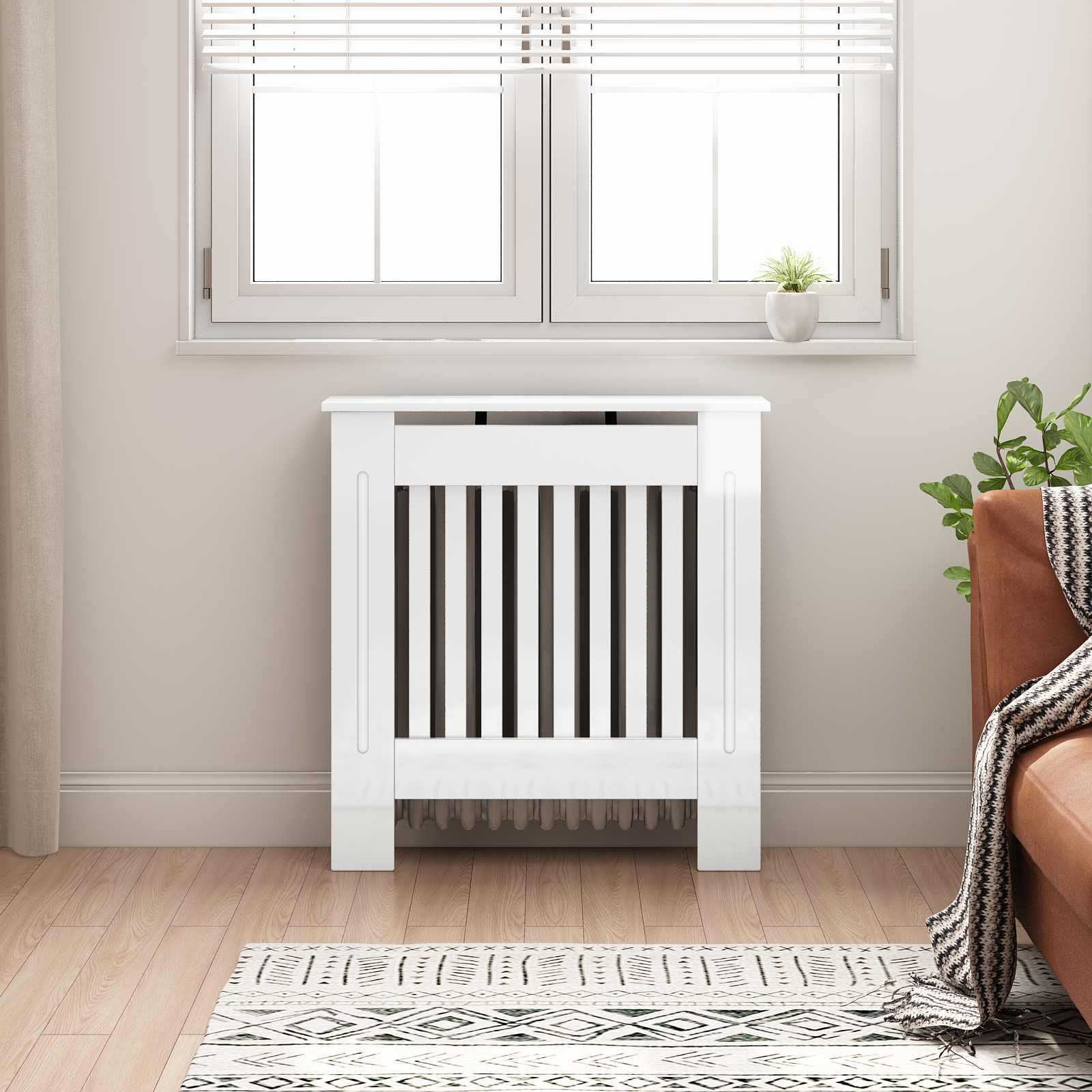 vidaXL Radiator Cover High Gloss White 78 x 19 x 81.5 cm 1