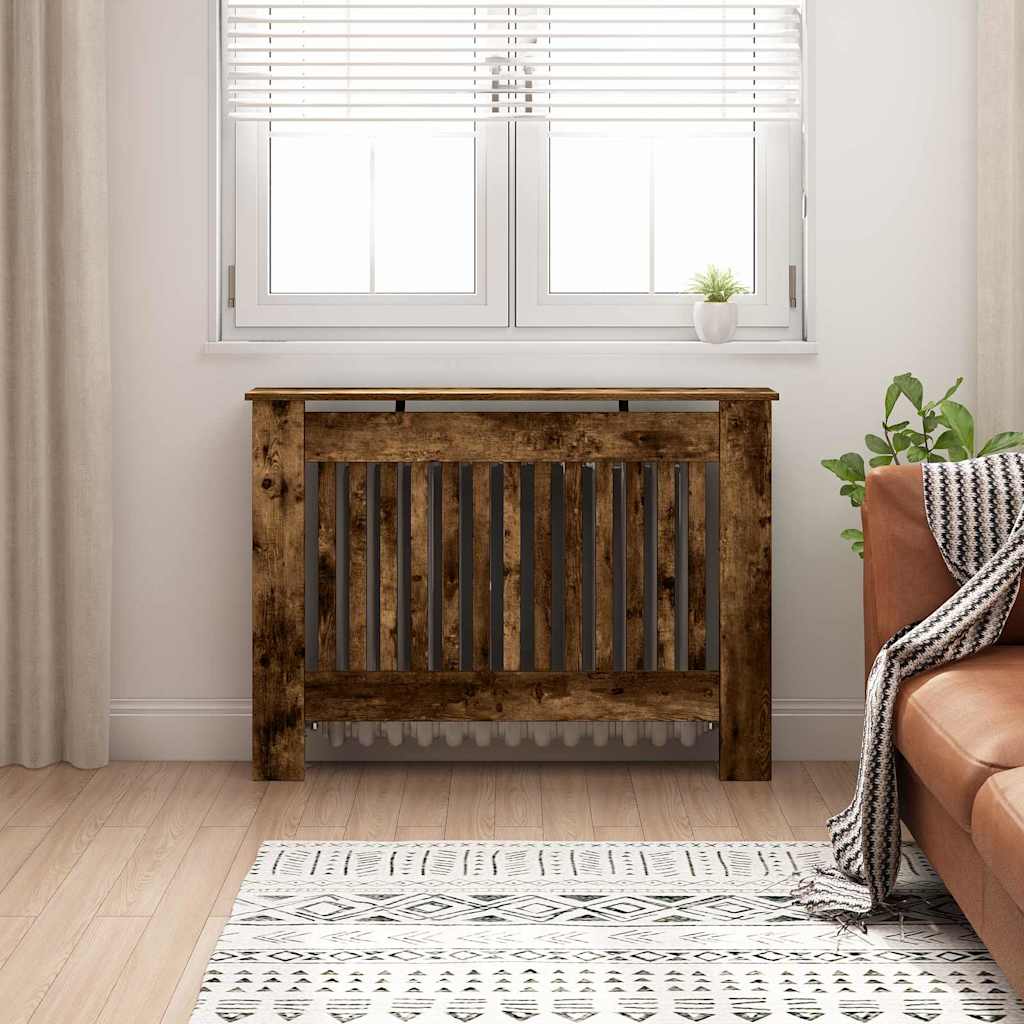 vidaXL Radiator Cover Smoked Oak 112 x 19 x 81.5 cm Engineered Wood 1