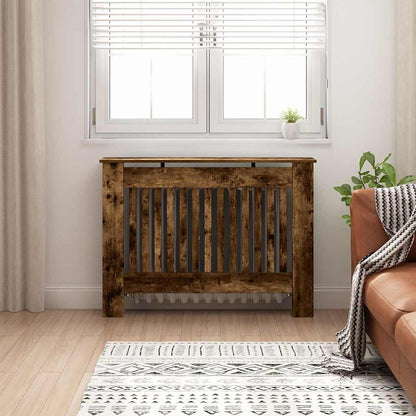 vidaXL Radiator Cover Smoked Oak 112 x 19 x 81.5 cm Engineered Wood 1