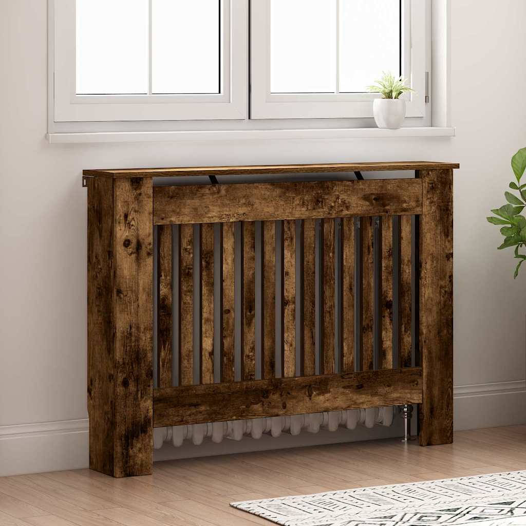 vidaXL Radiator Cover Smoked Oak 112 x 19 x 81.5 cm Engineered Wood 3
