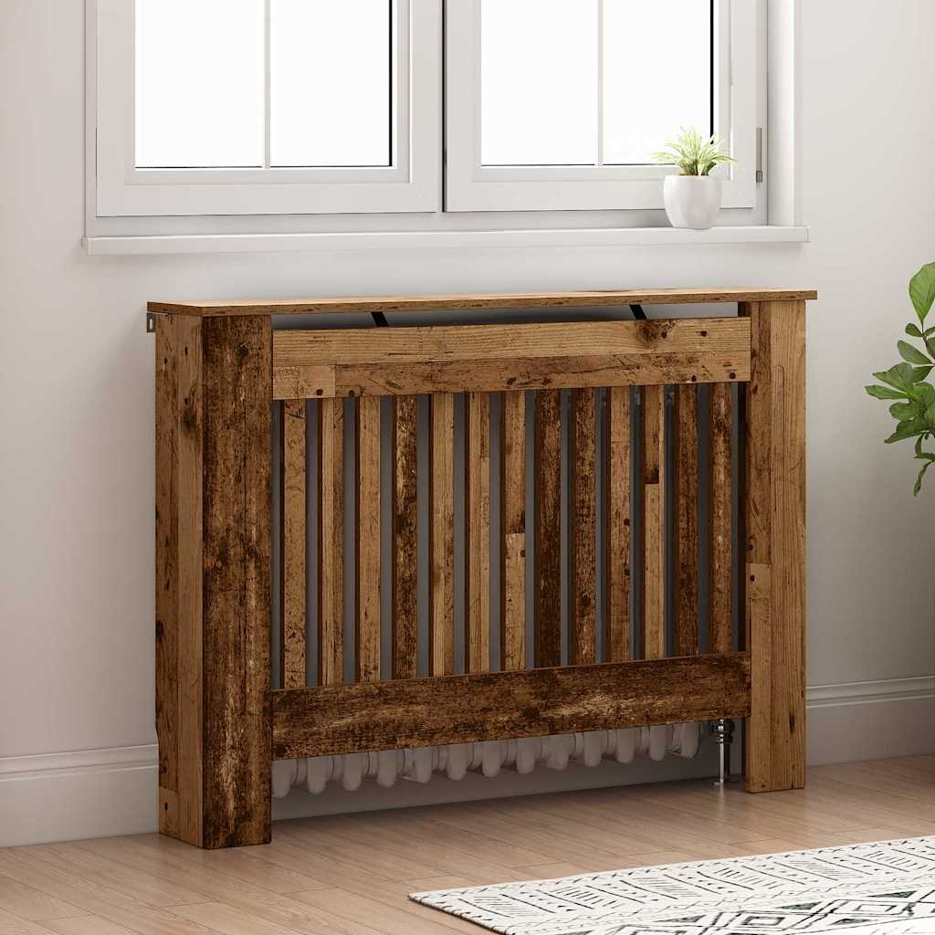 vidaXL Radiator Cover Old Wood 112 x 19 x 81.5 cm Engineered Wood 3