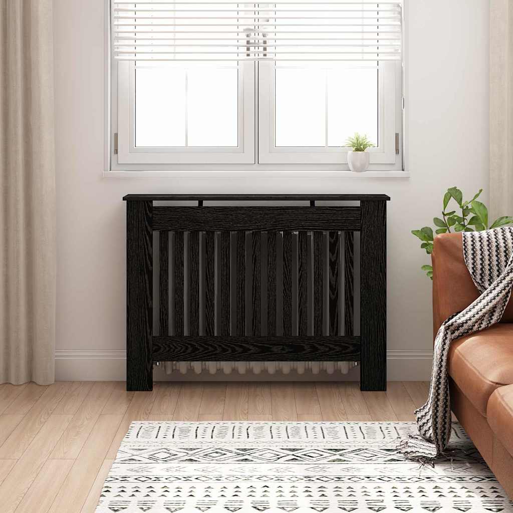 vidaXL Radiator Cover Black Oak 112 x 19 x 81.5 cm Engineered Wood 1