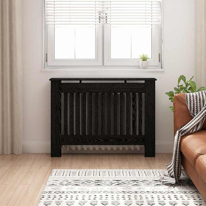 vidaXL Radiator Cover Black Oak 112 x 19 x 81.5 cm Engineered Wood 1