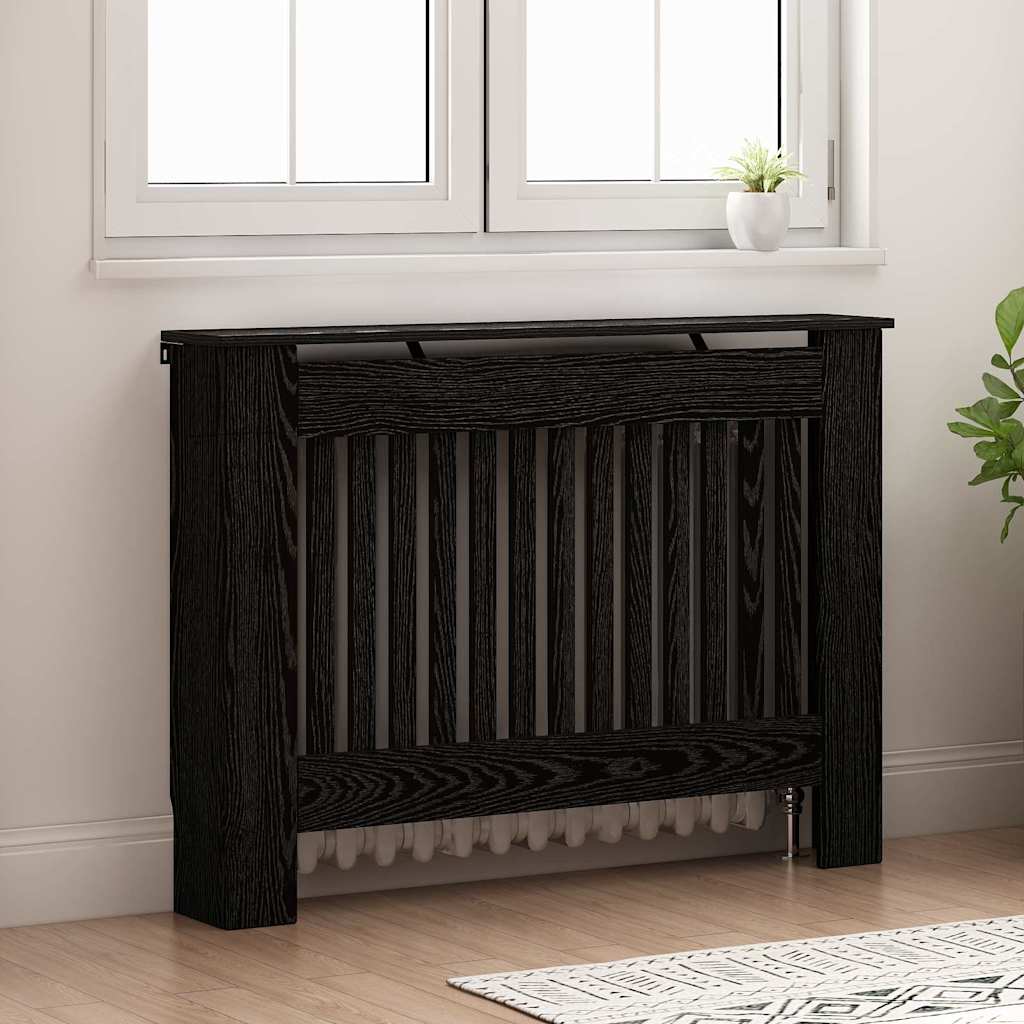 vidaXL Radiator Cover Black Oak 112 x 19 x 81.5 cm Engineered Wood 3