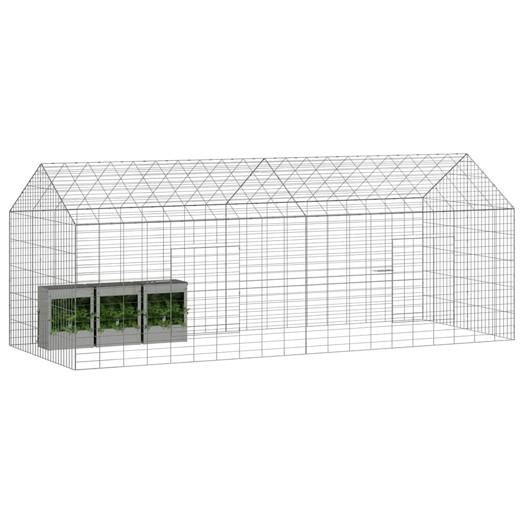 vidaXL Rabbit Cage Silver 200 x 78 x 78 cm Galvanised Steel 3