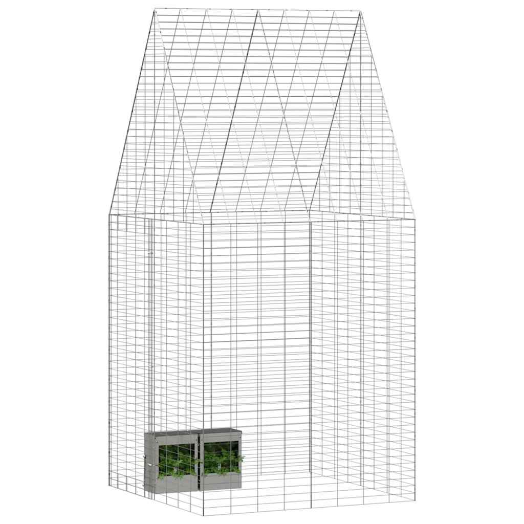 vidaXL Rabbit Cage Silver 100 x 100 x 210 cm Galvanised Steel 3