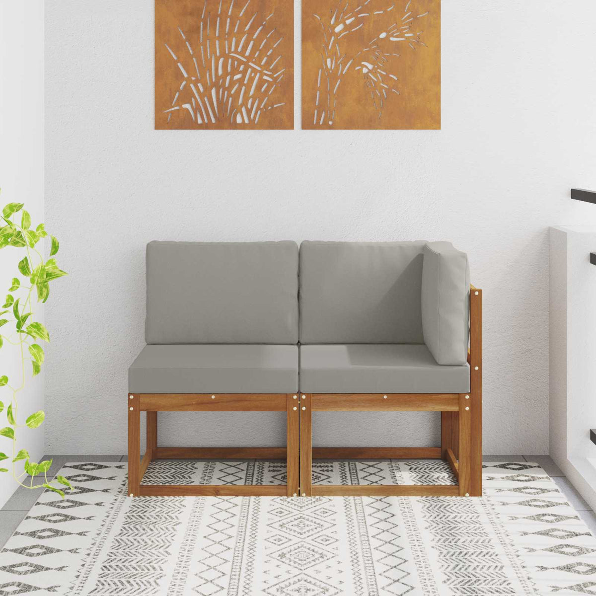 vidaXL Outdoor Middle and Corner Sofa 2 Piece