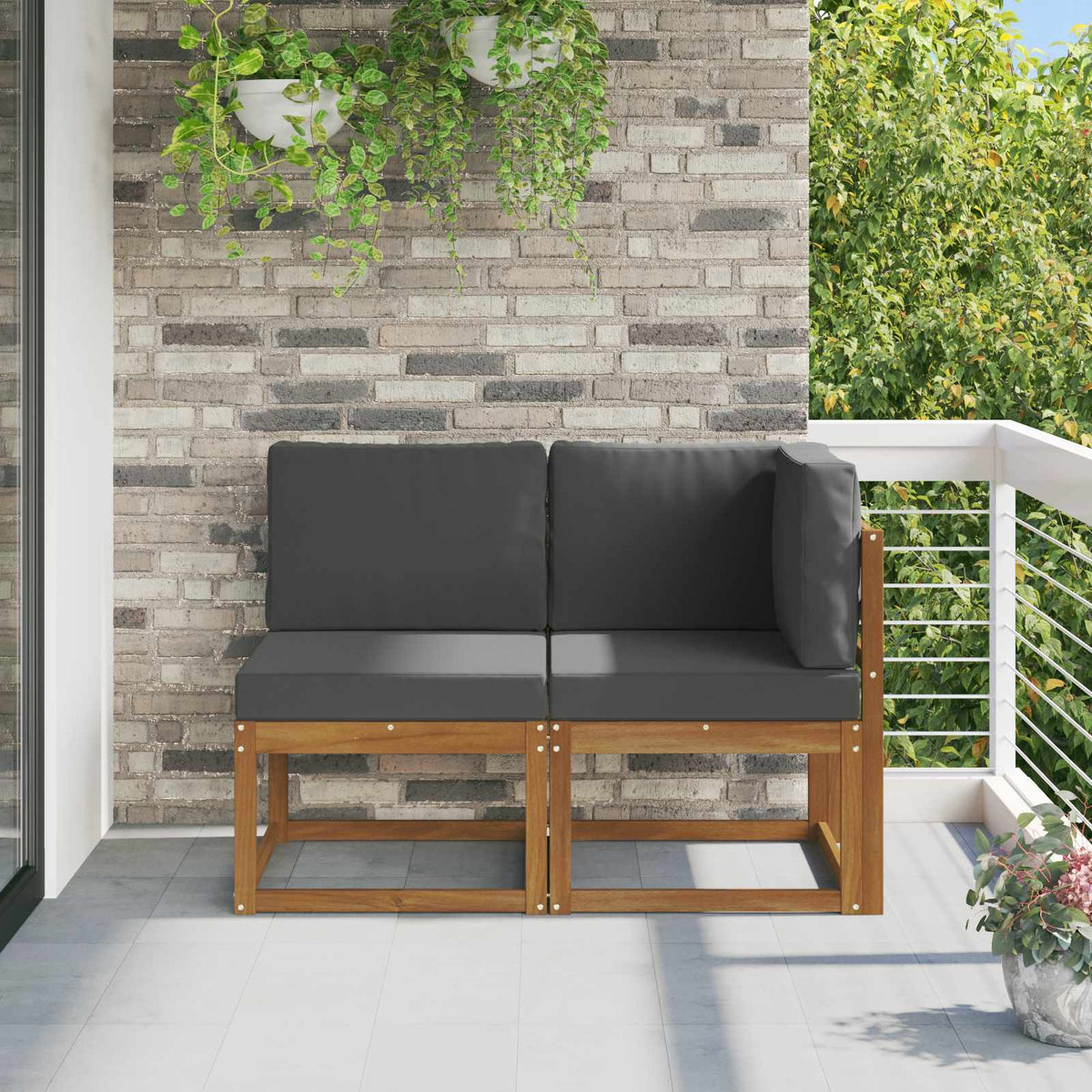 vidaXL Outdoor Middle and Corner Sofa 2 Piece