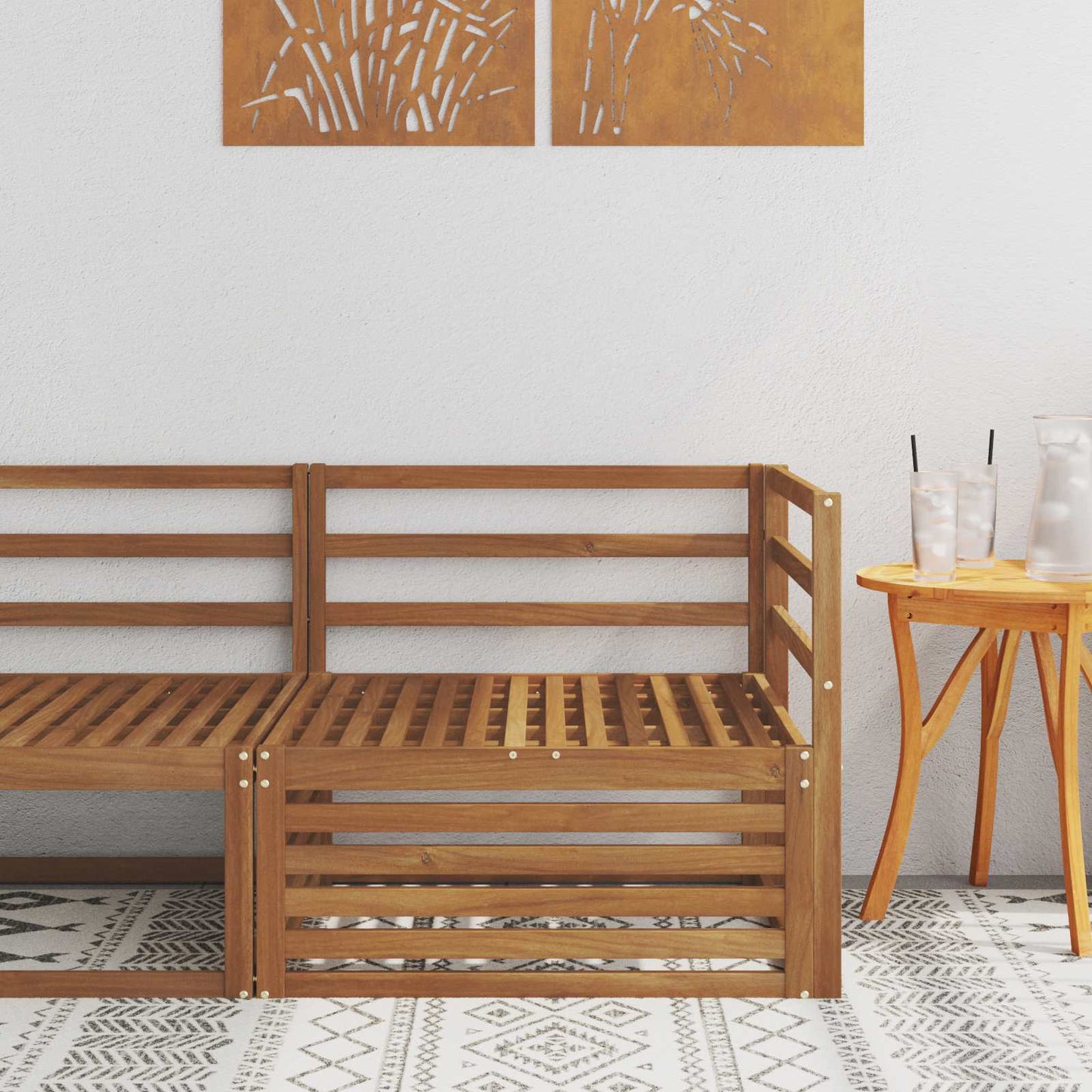 vidaXL Outdoor Corner sofa Solid Acacia Wood Natural 83 x 83 x 73 cm 1