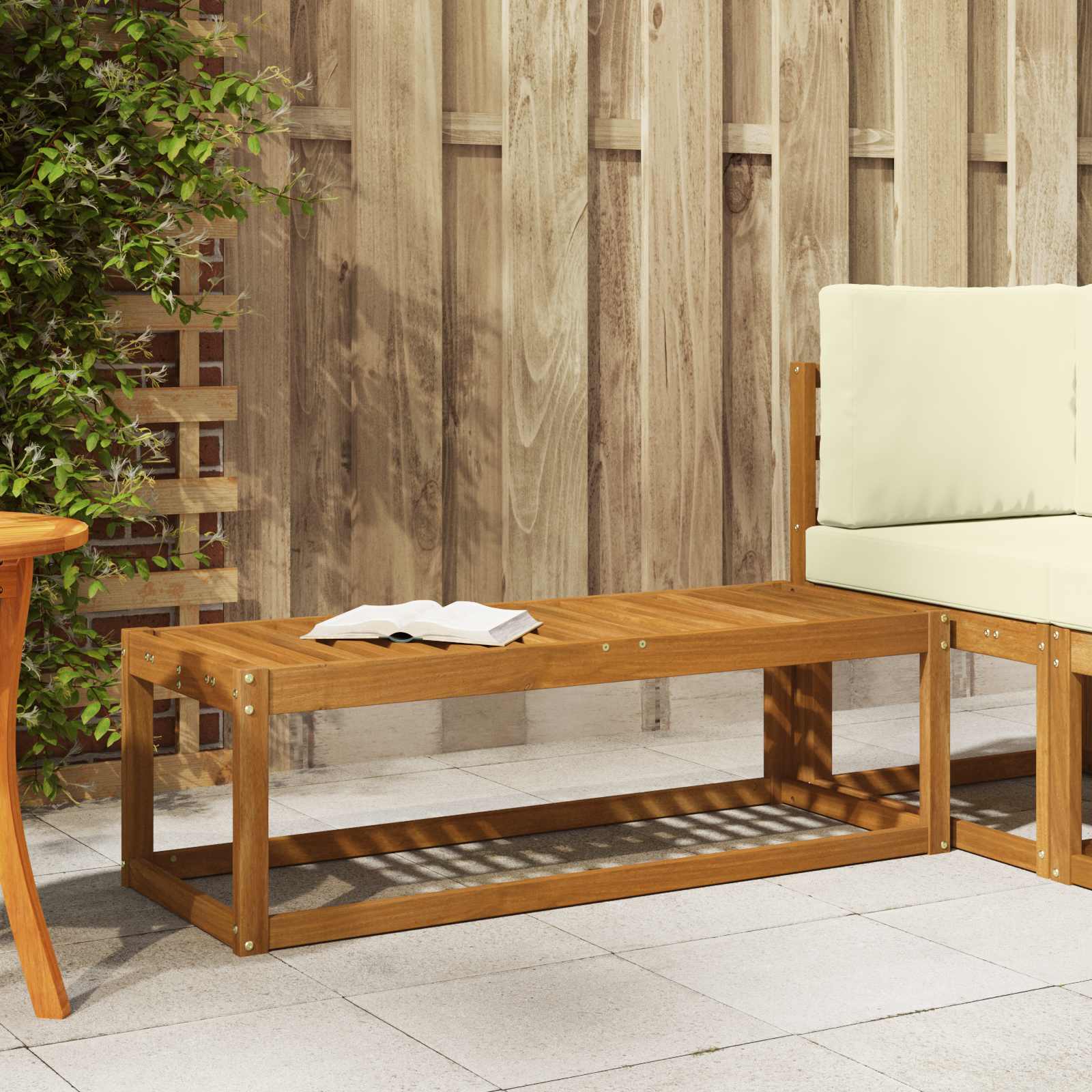 vidaXL Outdoor Stool Bench Solid Acacia Wood Natural 115 x 43 x 37 cm 1