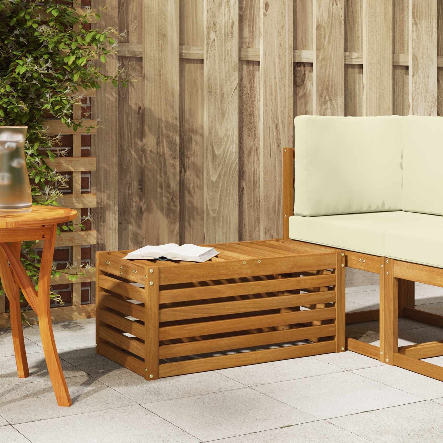 vidaXL Outdoor Stool Bench Solid Acacia Wood Natural 79 x 43 x 37 cm 1