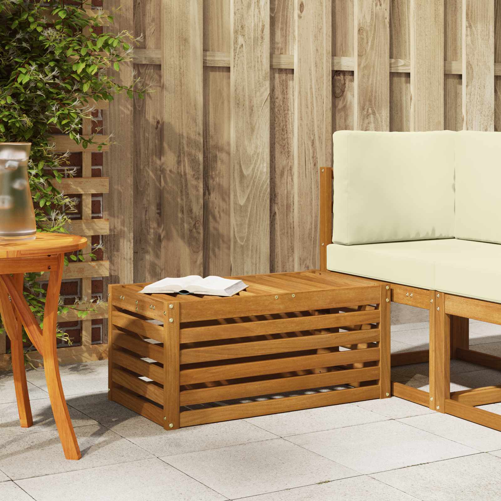 vidaXL Outdoor Stool Bench Solid Acacia Wood Natural 79 x 43 x 37 cm 1