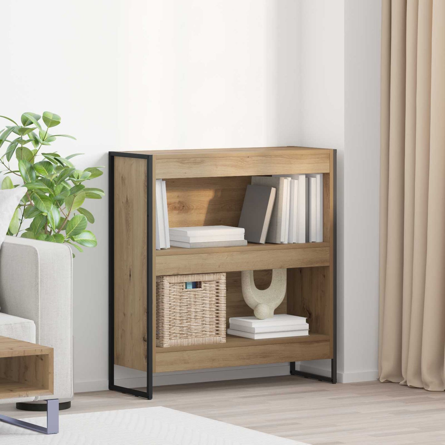 vidaXL Book Cabinet 80 x 30 x 86.5 cm Engineered Wood Artisian Oak 1