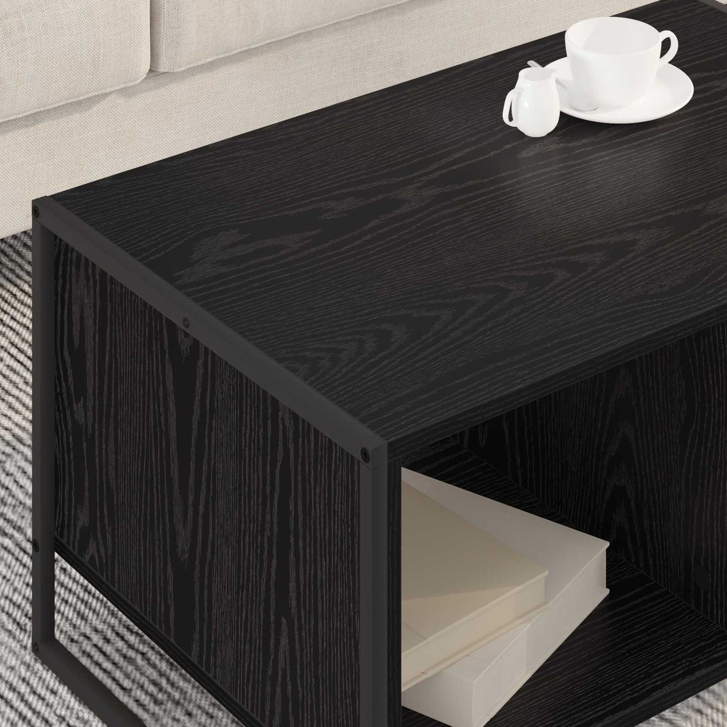 vidaXL Coffee Table Black Oak 80 x 50 x 40 cm Engineered Wood 4
