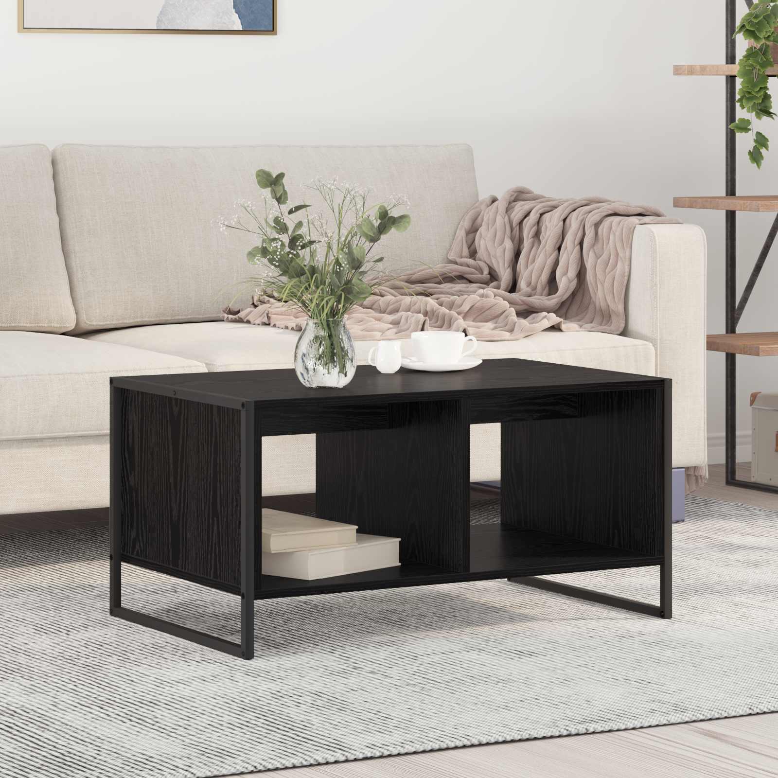 vidaXL Coffee Table Black Oak 80 x 50 x 40 cm Engineered Wood 1