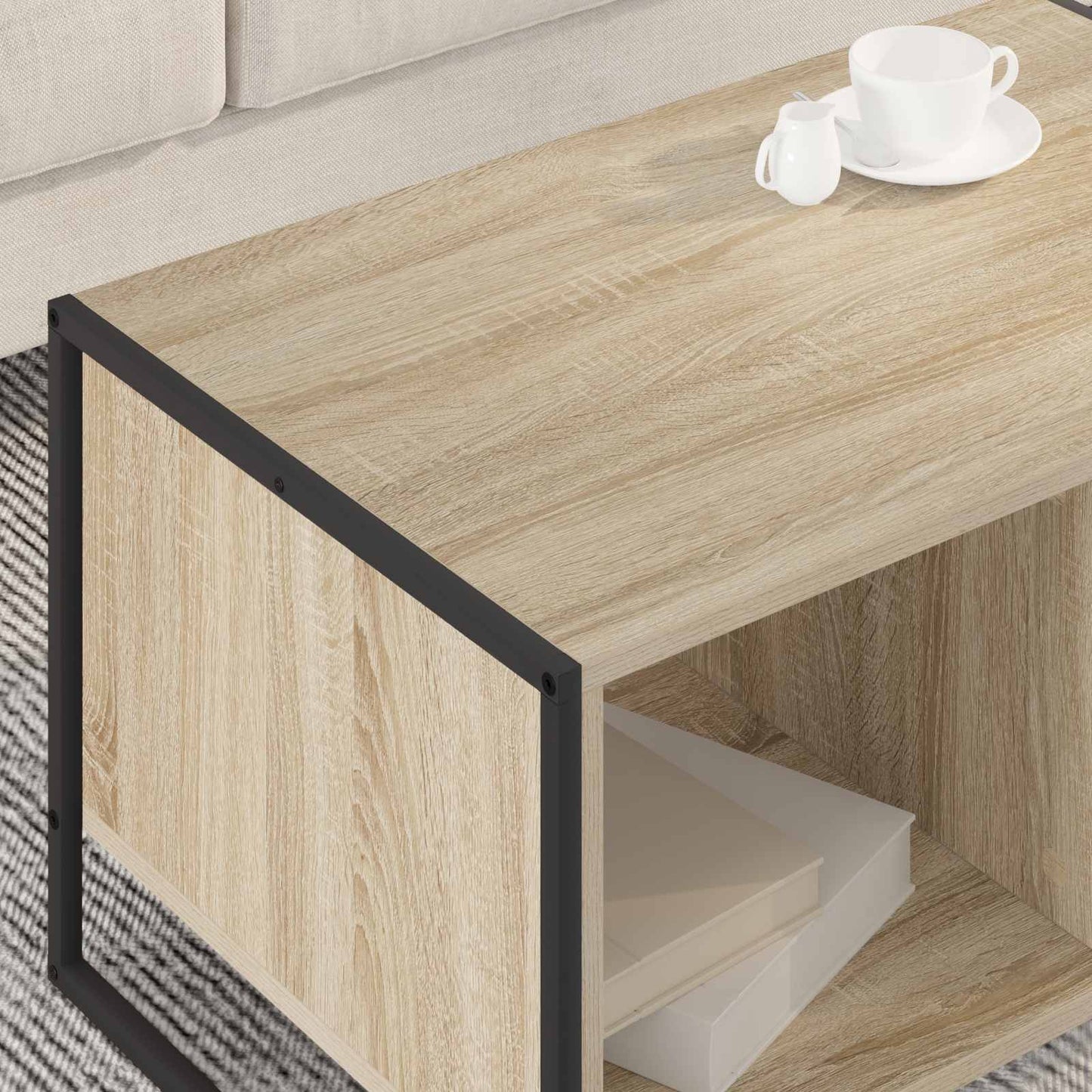 vidaXL Coffee Table Sonoma 80 x 50 x 40 cm Engineered Wood 4