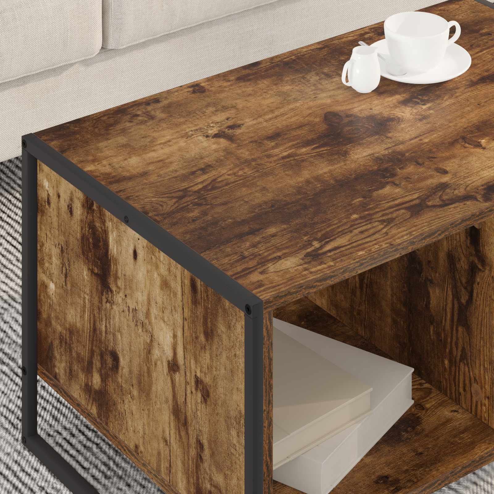 vidaXL Coffee Table Smoke Oak 80 x 50 x 40 cm Engineered Wood 4