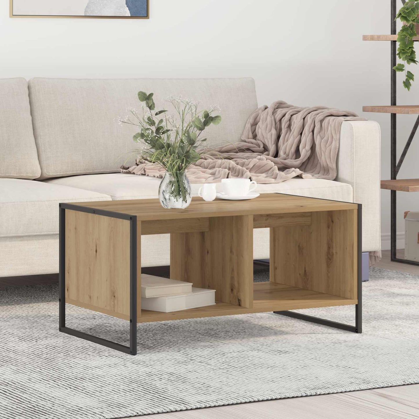 vidaXL Coffee Table Artisian Oak 80 x 50 x 40 cm Engineered Wood 1