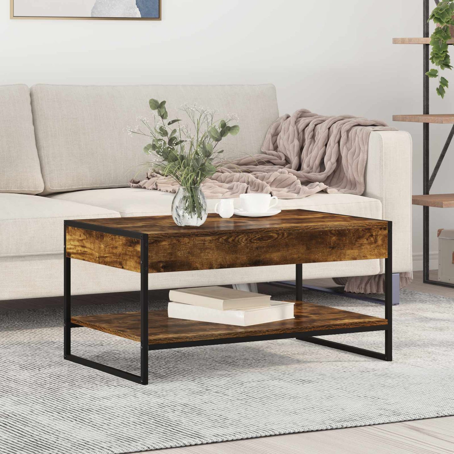 vidaXL Coffee Table Smoke Oak 80 x 50 x 40 cm Engineered Wood 1