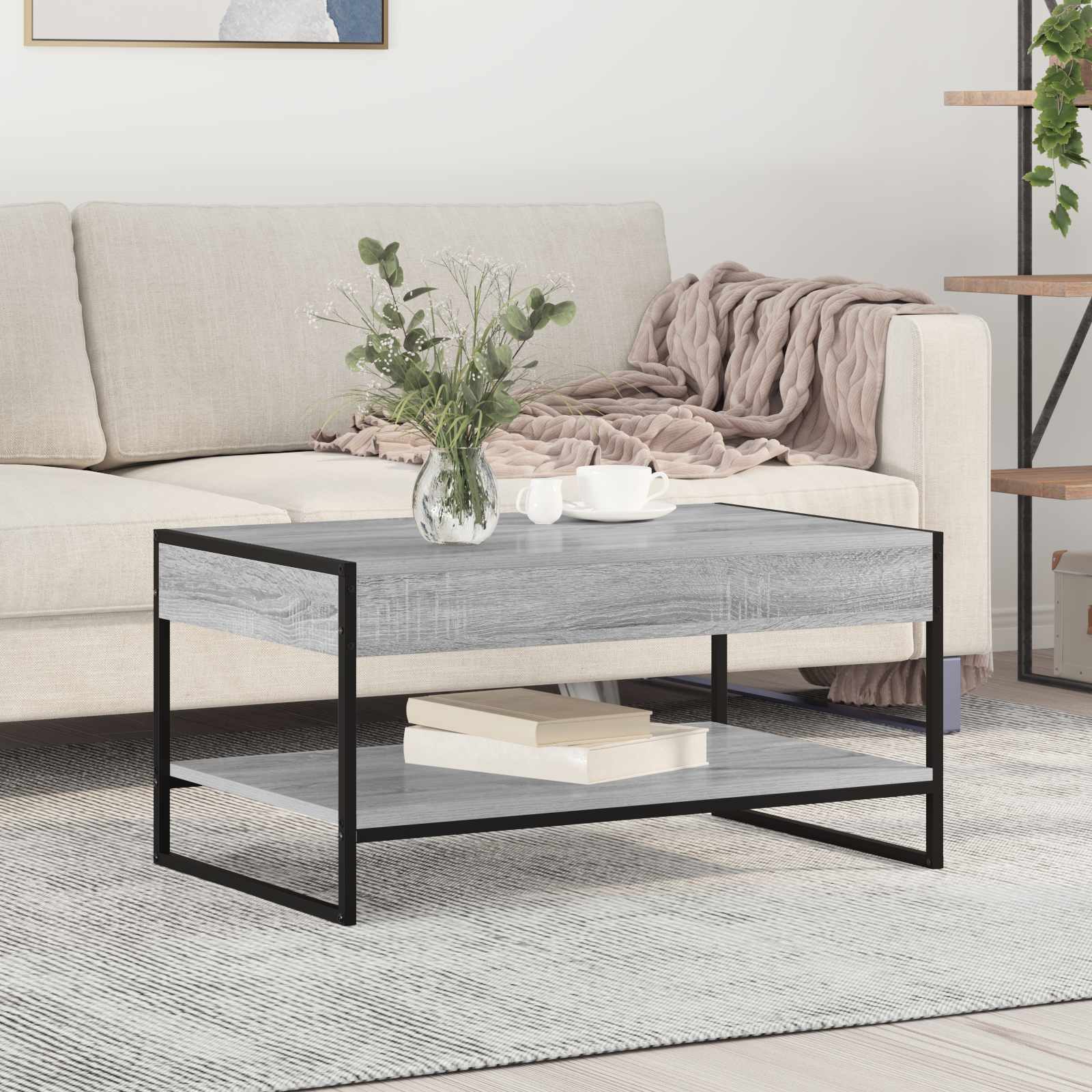 vidaXL Coffee Table Grey Sonoma 80 x 50 x 40 cm Engineered Wood 1