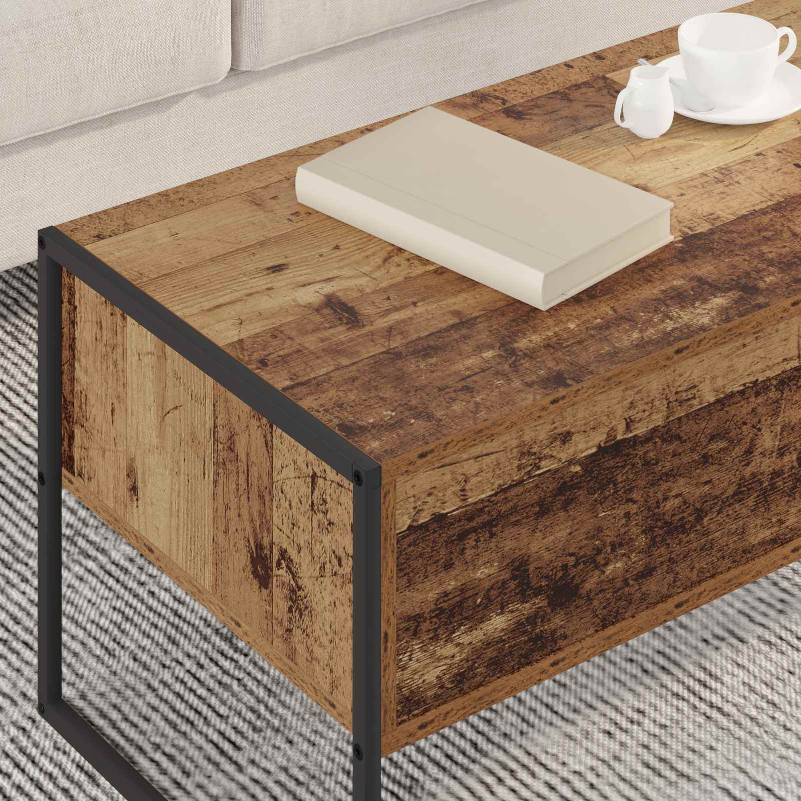 vidaXL Coffee Table Old Wood 100 x 46 x 40 cm Engineered Wood 4
