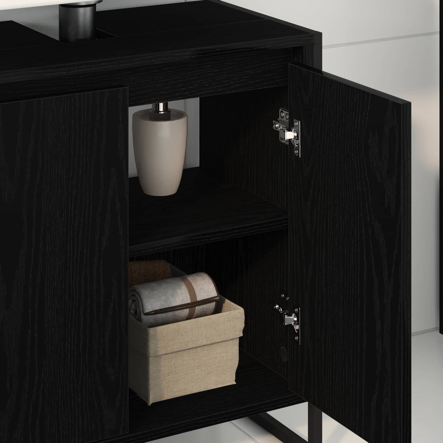 vidaXL Bathroom Cabinet Black Oak 60 x 30 x 60 cm Engineered Wood 4