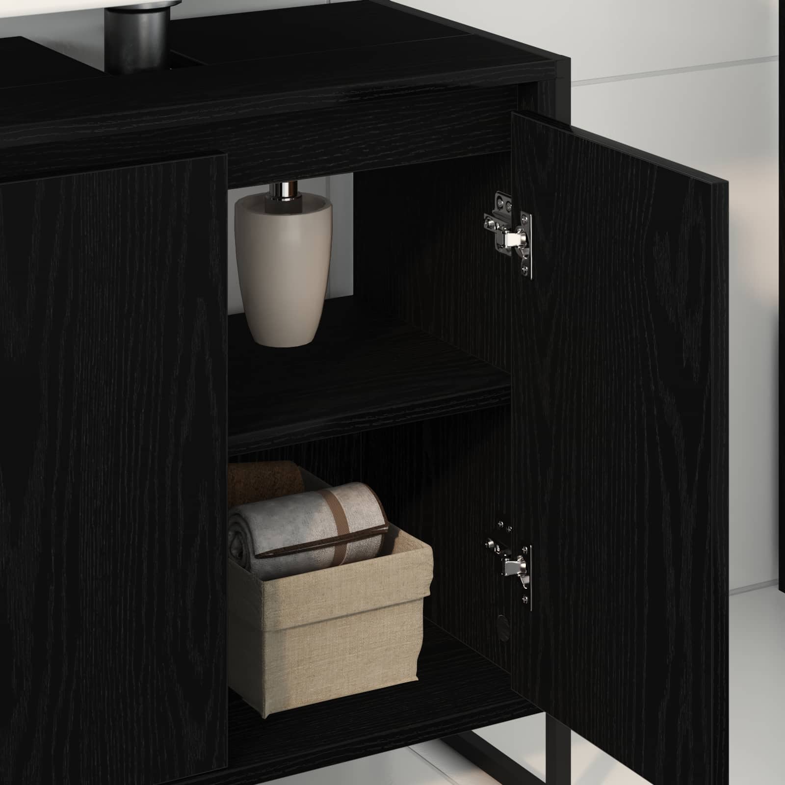 vidaXL Bathroom Cabinet Black Oak 60 x 30 x 60 cm Engineered Wood 4