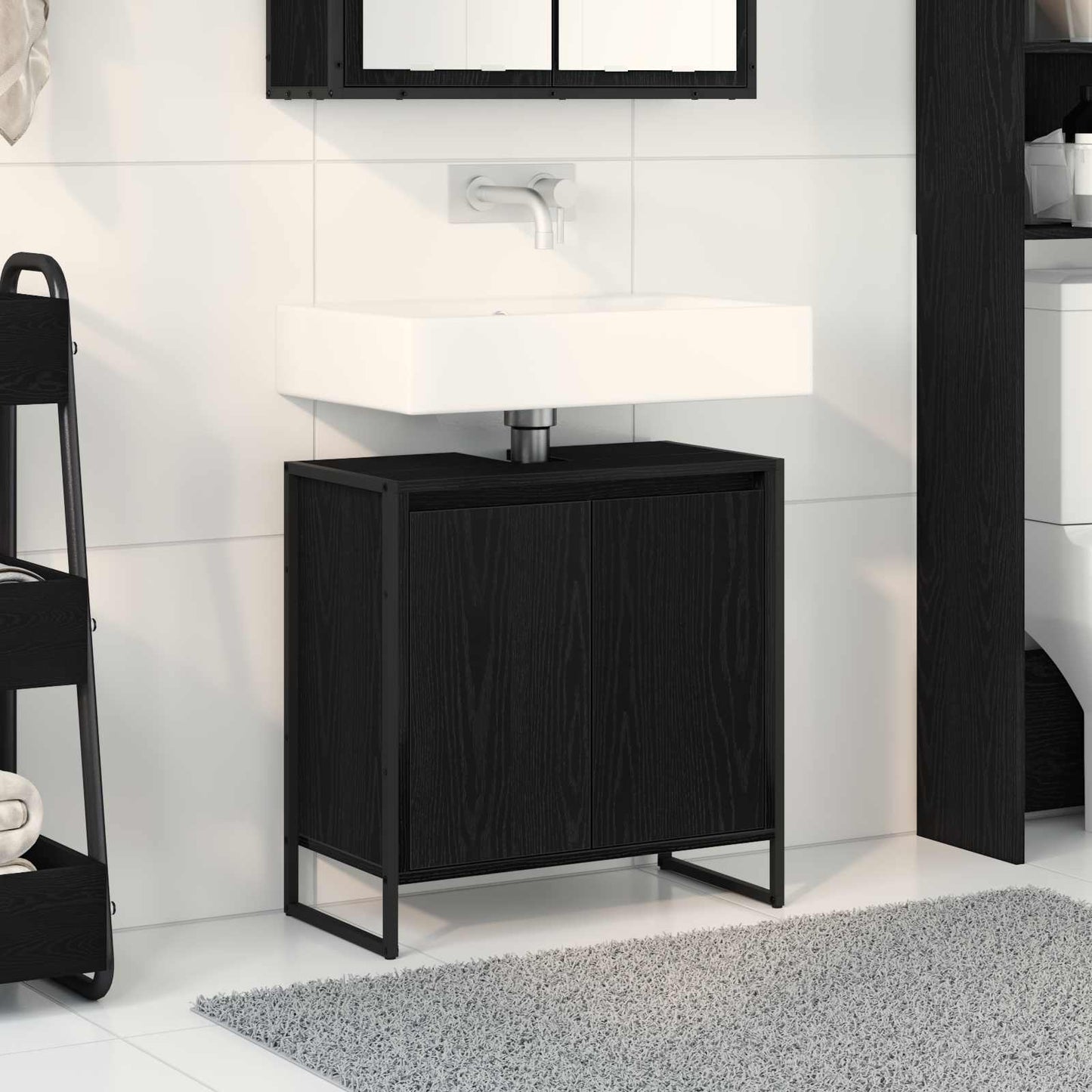 vidaXL Bathroom Cabinet Black Oak 60 x 30 x 60 cm Engineered Wood 1