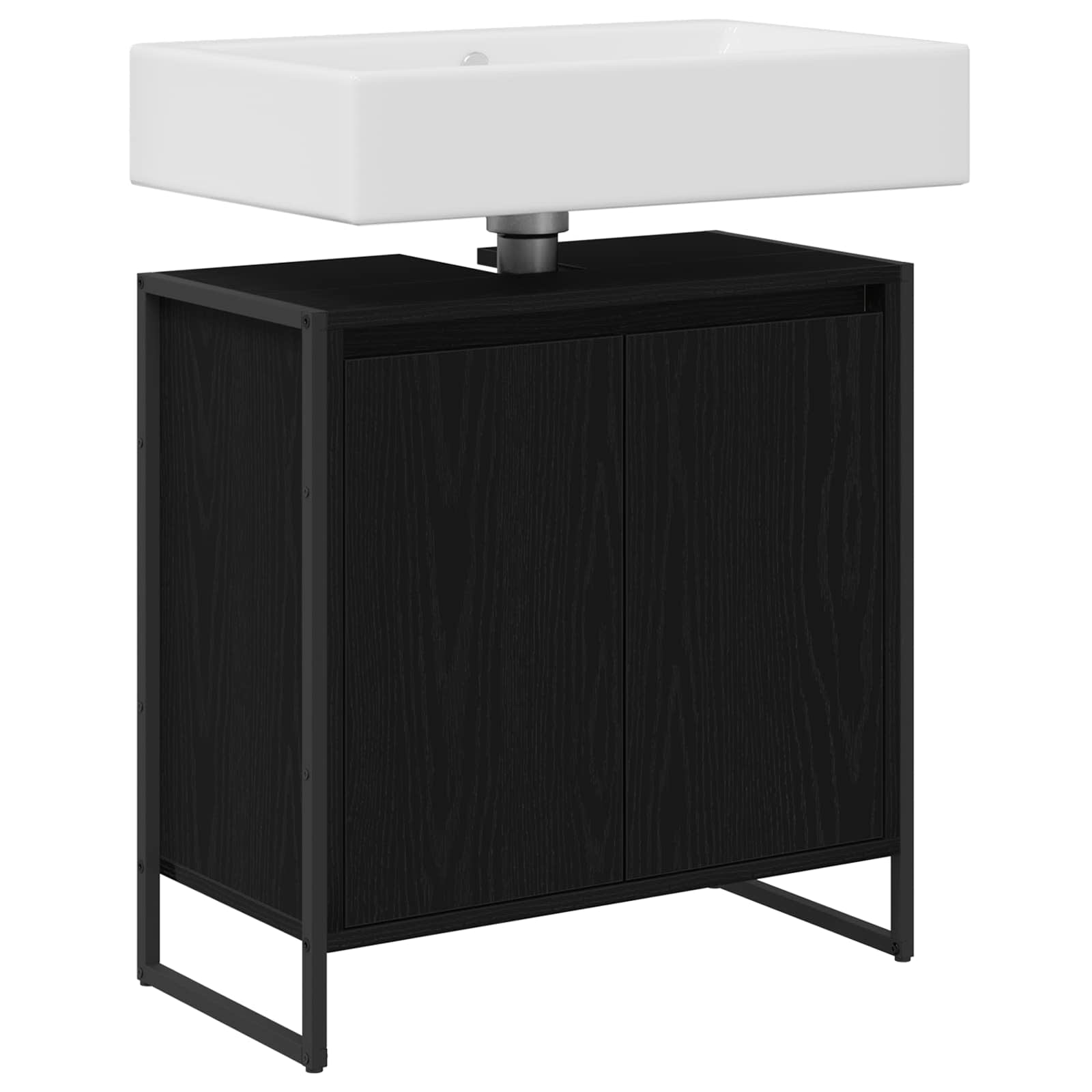 vidaXL Bathroom Cabinet Black Oak 60 x 30 x 60 cm Engineered Wood 3