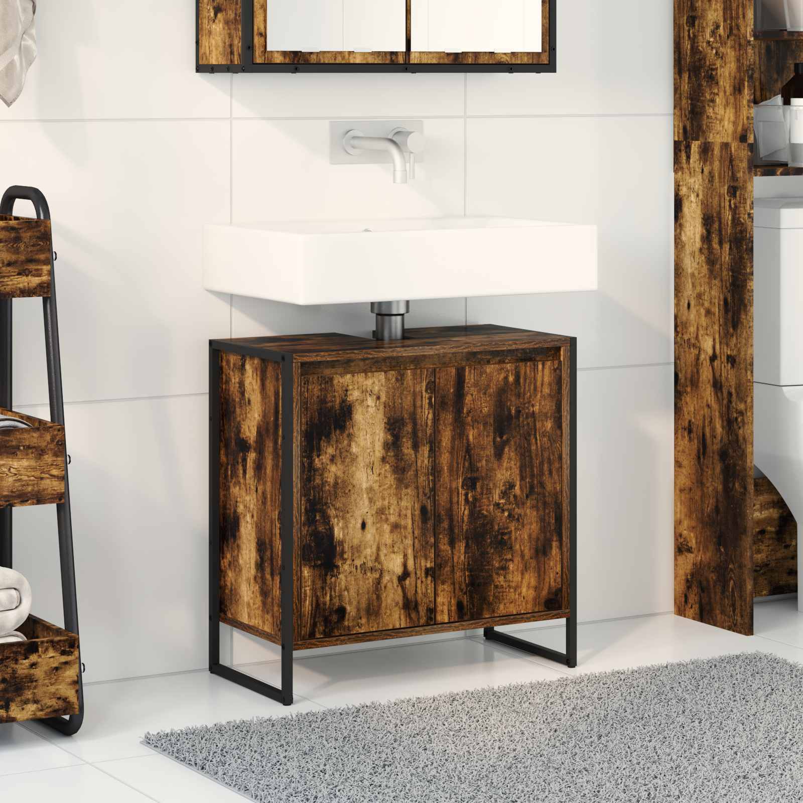 vidaXL Bathroom Cabinet Smoke Oak 60 x 30 x 60 cm Engineered Wood 1