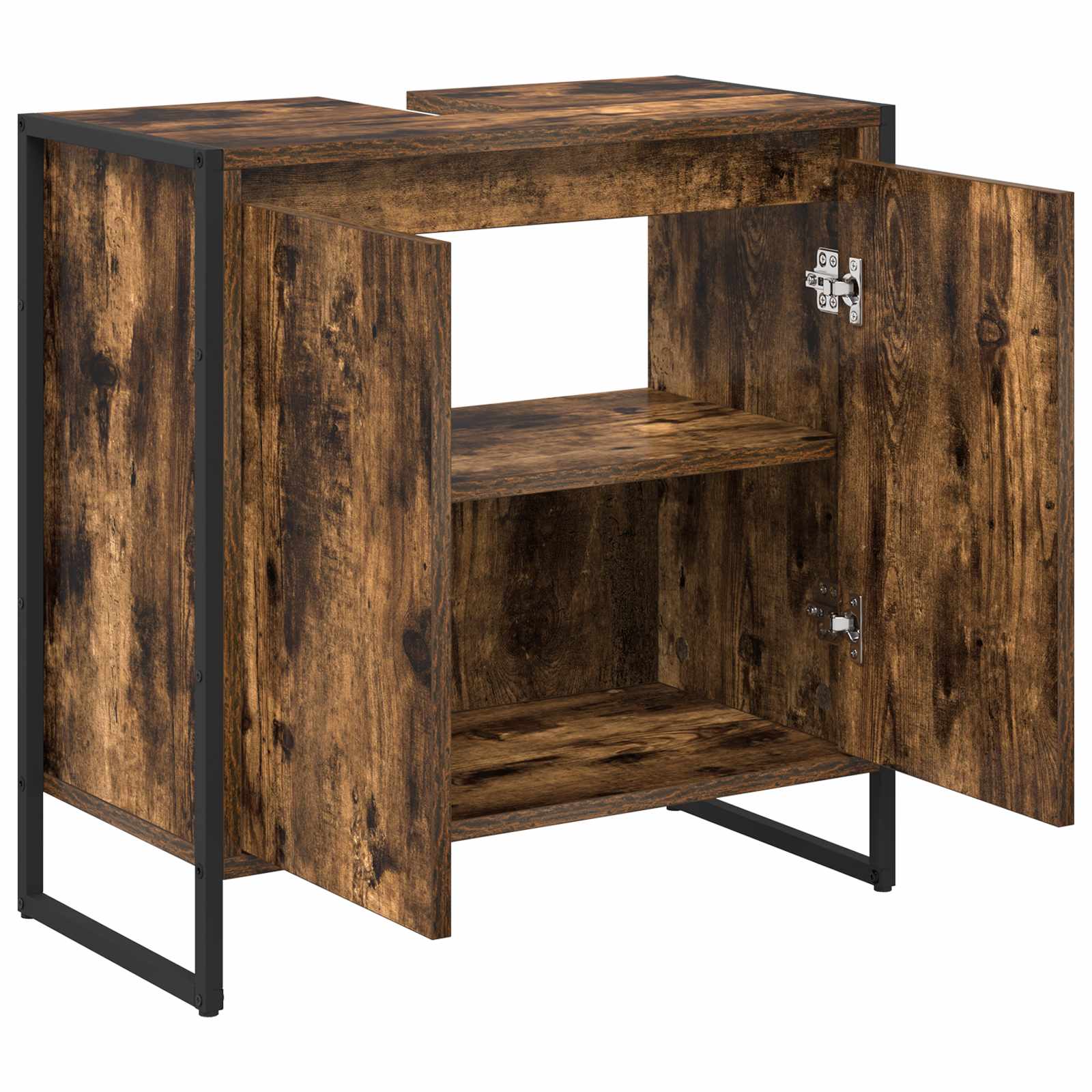 vidaXL Bathroom Cabinet Smoke Oak 60 x 30 x 60 cm Engineered Wood 5