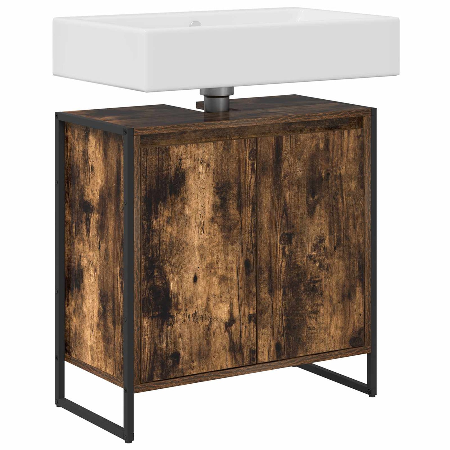 vidaXL Bathroom Cabinet Smoke Oak 60 x 30 x 60 cm Engineered Wood 3