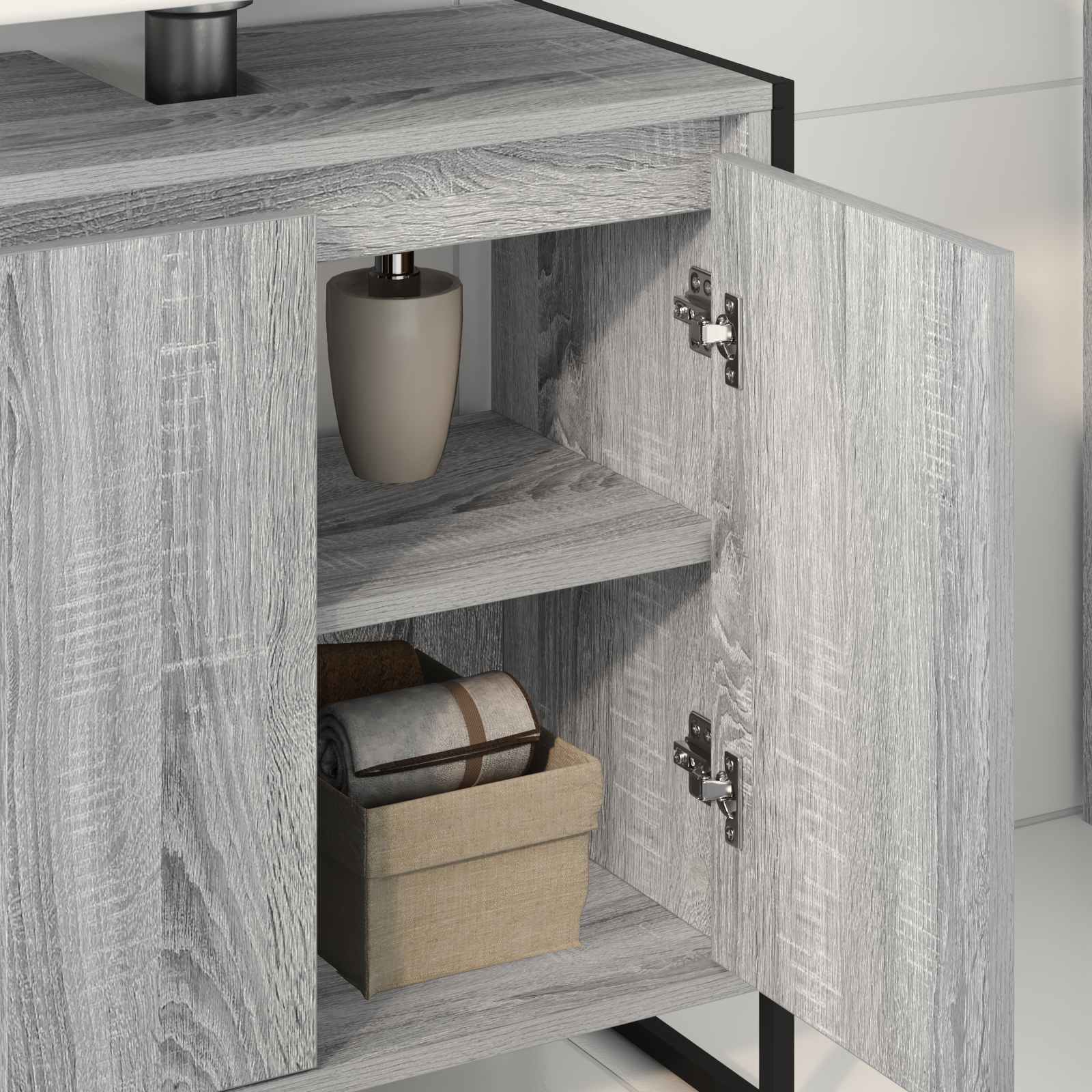 vidaXL Bathroom Cabinet Grey Sonoma 60 x 30 x 60 cm Engineered Wood 4