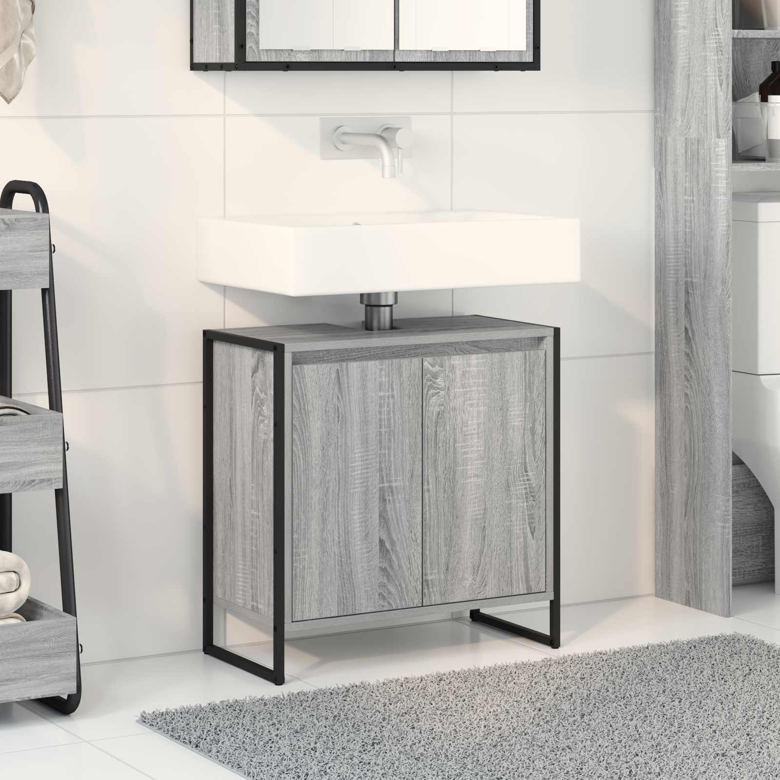 vidaXL Bathroom Cabinet Grey Sonoma 60 x 30 x 60 cm Engineered Wood 1