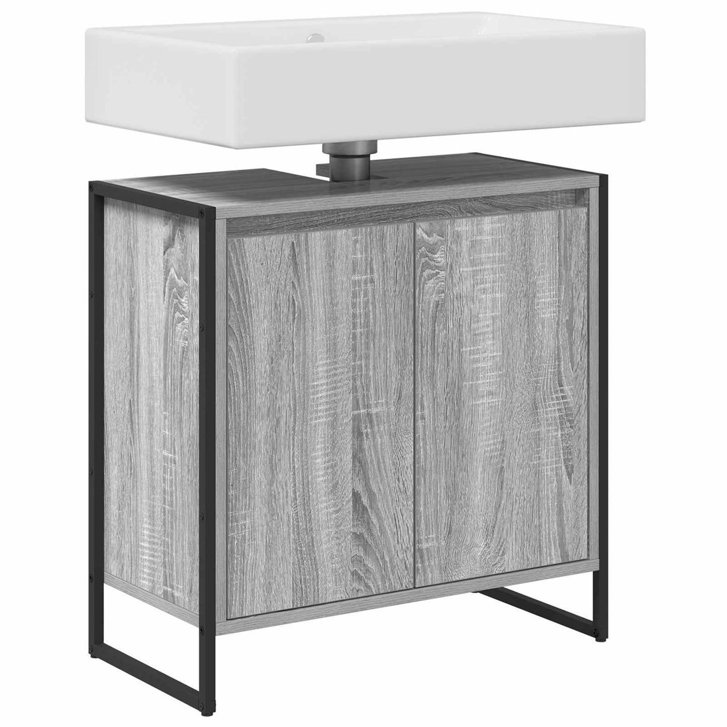vidaXL Bathroom Cabinet Grey Sonoma 60 x 30 x 60 cm Engineered Wood 3