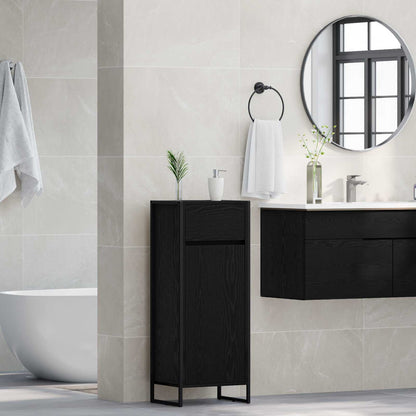 vidaXL Bathroom Cabinet Black Oak 40 x 30 x 100 cm Engineered Wood 4