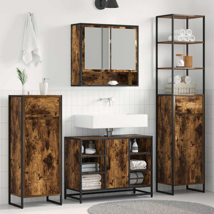 vidaXL Bathroom Cabinet Smoke Oak 40 x 30 x 100 cm Engineered Wood 1