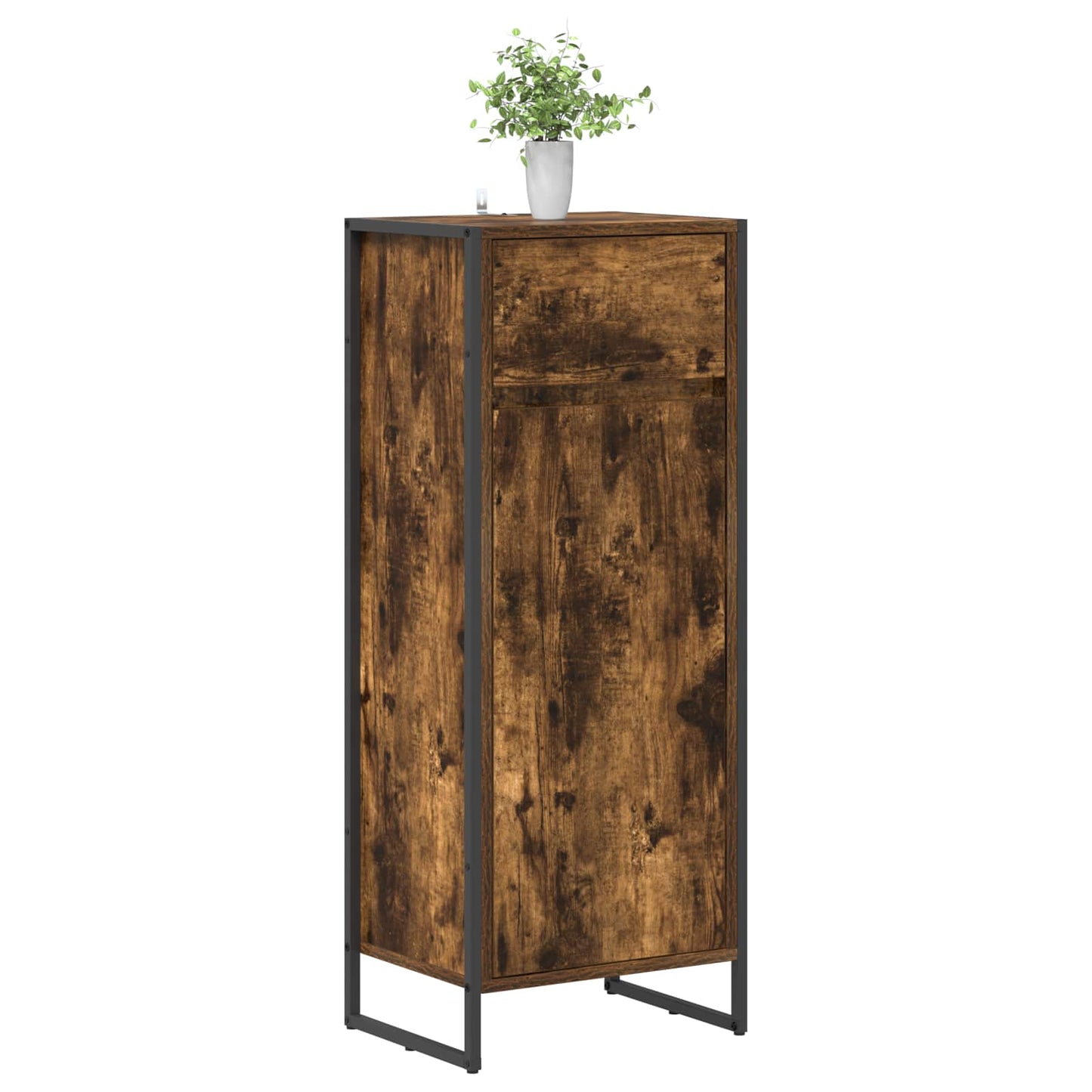 vidaXL Bathroom Cabinet Smoke Oak 40 x 30 x 100 cm Engineered Wood 3