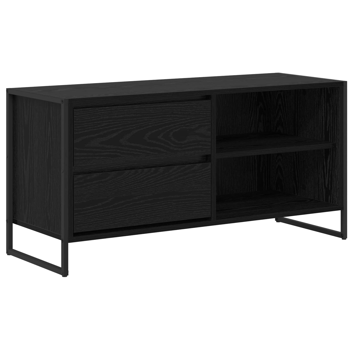 vidaXL TV Cabinet 100 x 36 x 49.5 cm Black Oak Engineered Wood 2