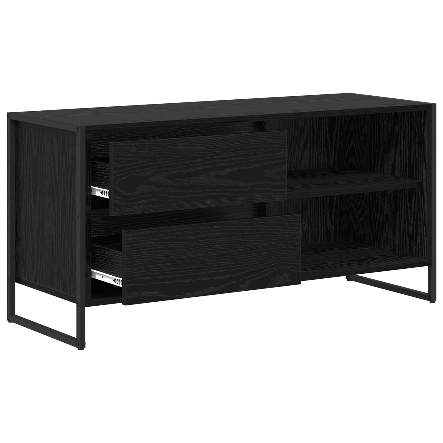 vidaXL TV Cabinet 100 x 36 x 49.5 cm Black Oak Engineered Wood 5